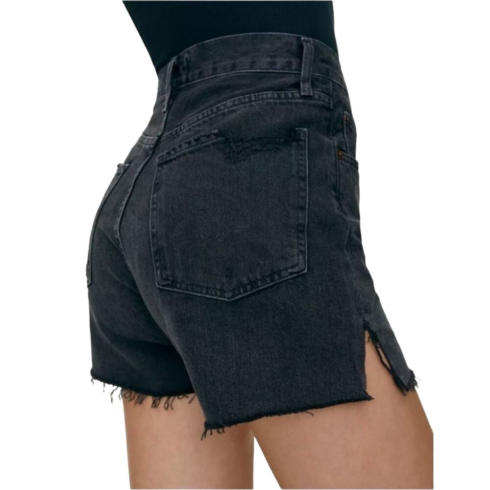 Agolde Dee Short High-Rise Button Fly Vintage Black Jean Shorts